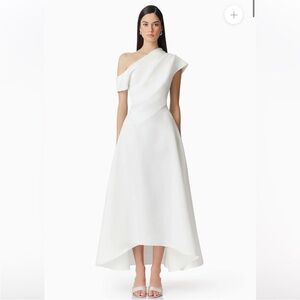 elliatt marissa white one shoulder asymmetrical hem maxi gown dress size XS NEW